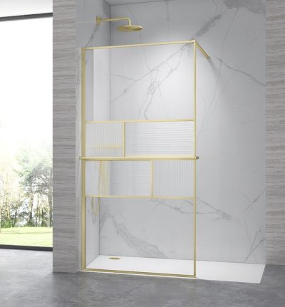 Walk-in COPEN ARTE 1000×2100 brushed gold. staklo 8mm