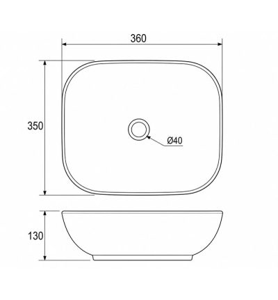 Lavabo COPEN nadgradni 360x350x130