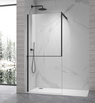 Walk-in COPEN FRAME 1200×2100 matt black. staklo 8mm