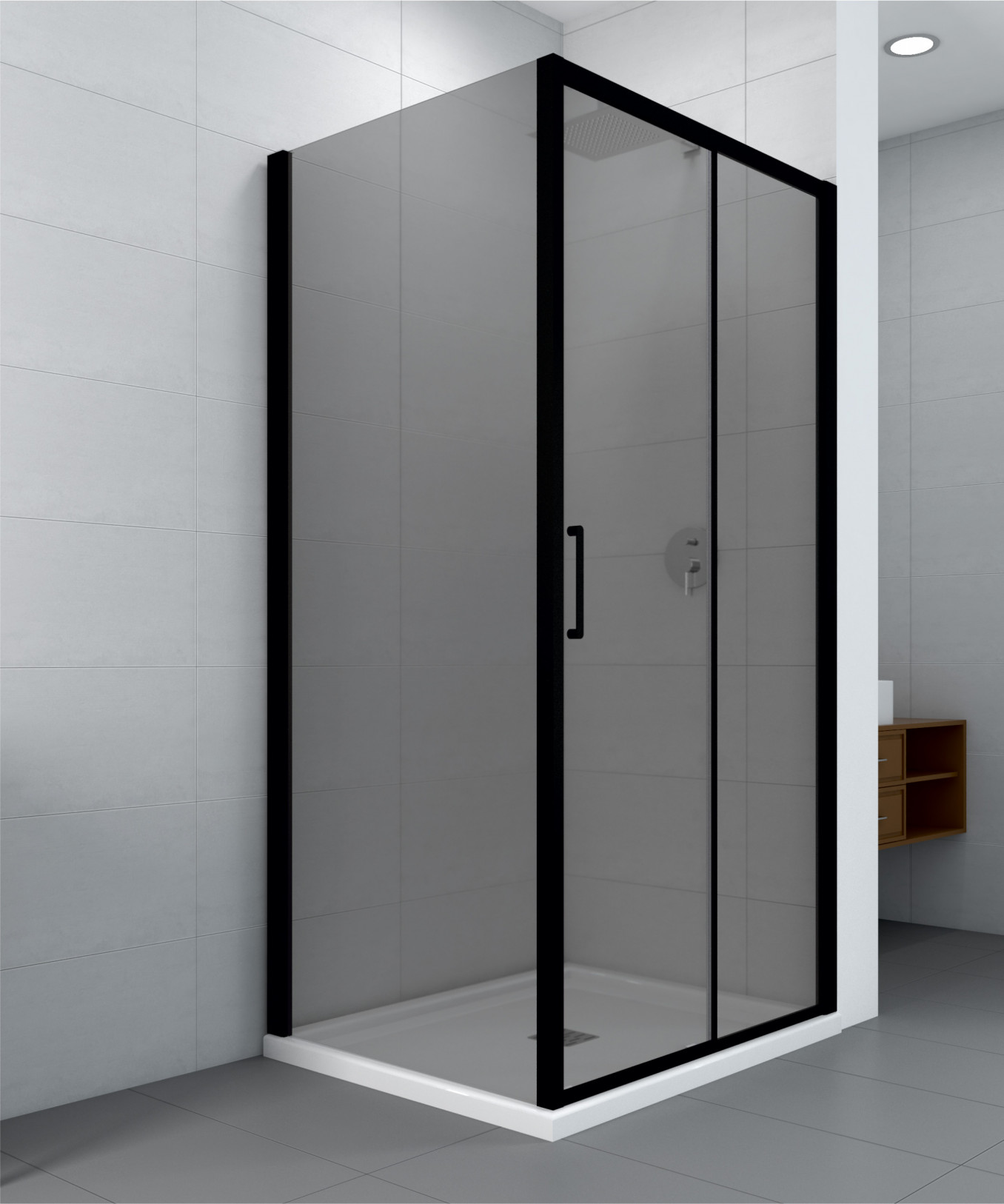Stakleni paravan COPEN ATLAS BLACK 100x195cm tonirano staklo 6mm crni mat ram - Slika 3