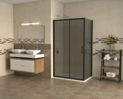 Stakleni paravan COPEN ATLAS BLACK 140x195cm tonirano staklo 6mm crni mat ram