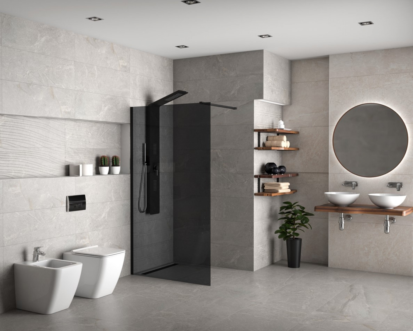 Walk-in COPEN MONTE DARK 100x200cm crni mat ram 8mm grey staklo - Slika 3