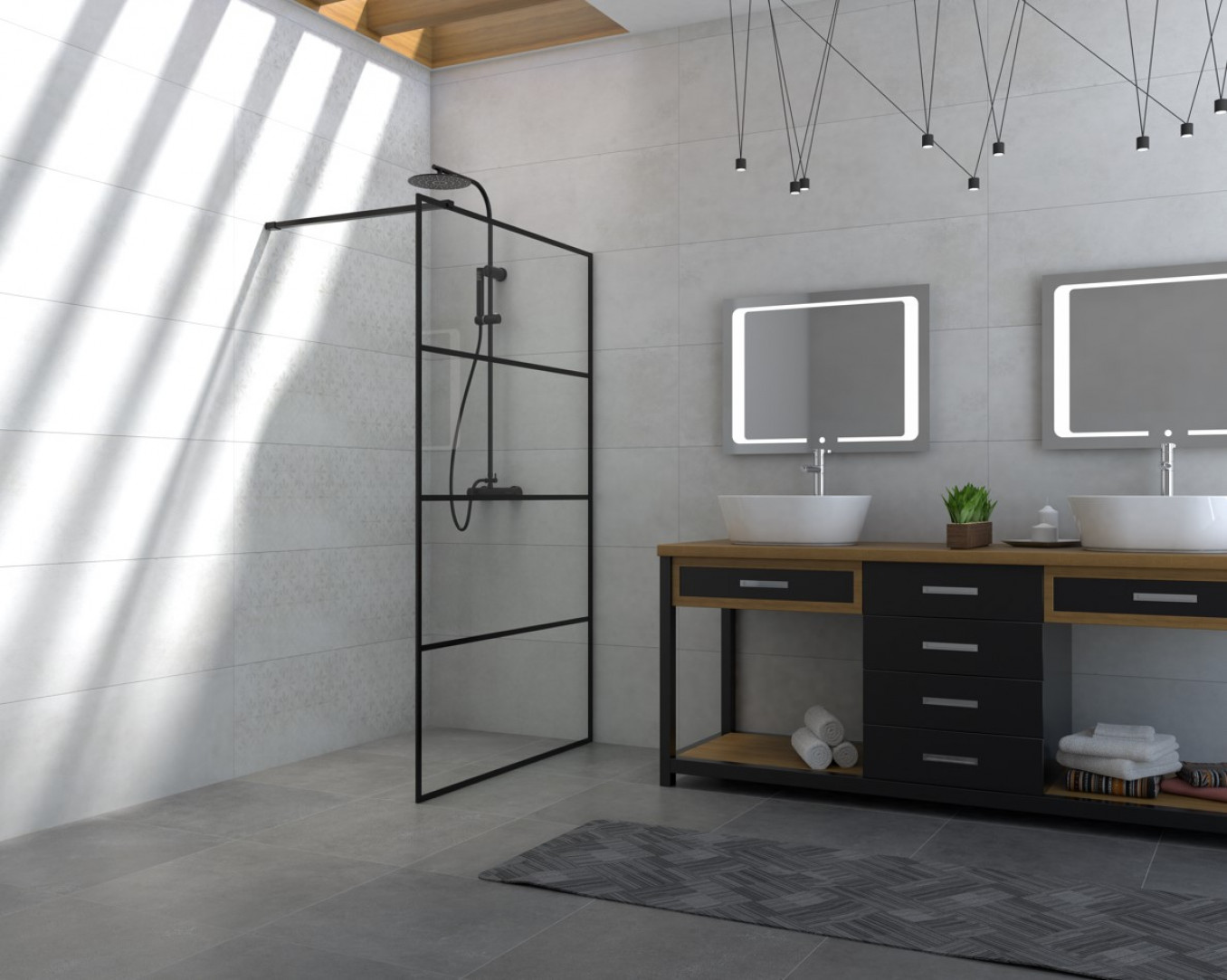 Walk-in COPEN MONTE 120x200cm crni mat ram 8mm staklo - Slika 2