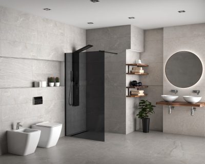 Walk-in COPEN MONTE DARK 140x200cm crni mat ram 8mm grey staklo
