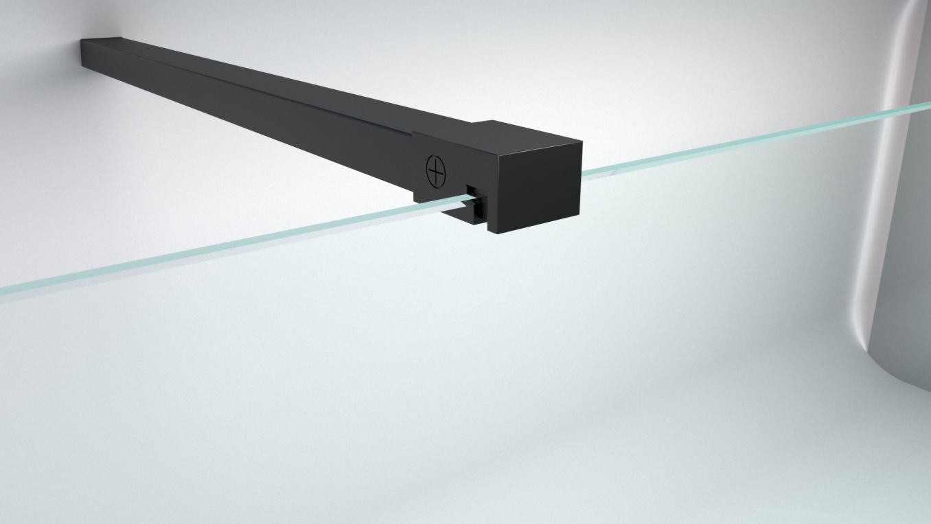 Walk-in COPEN MONTE PLUS 100x200cm crni mat ram 8mm staklo i držač peškira - Slika 4