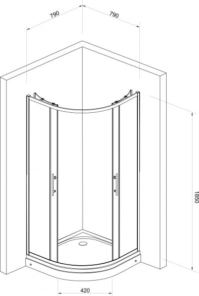 Tuš kabina polukružna R80cm – JA 5280
