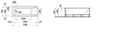 Kada Laufen PRO 170×70 ugradna