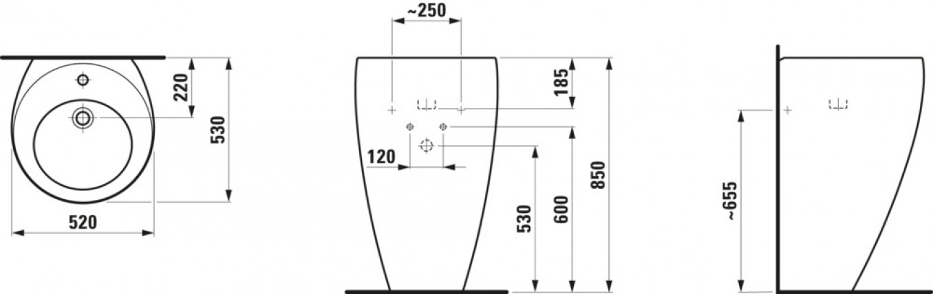Lavabo Laufen ALESSI 52x53 stojeći - Slika 4