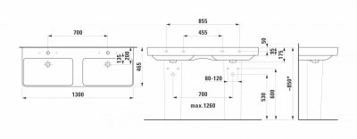 Lavabo Laufen PRO S 130X46 dupli bez rupe