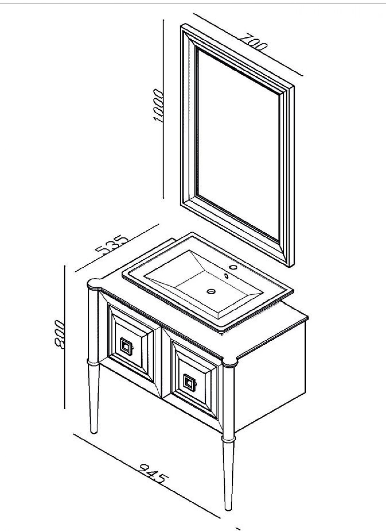 Ogledalo LINEART RETRO 700 brown - Slika 2