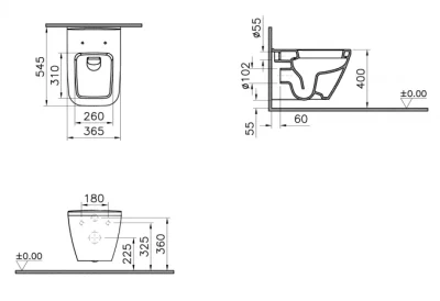 Konzolna šolja VITRA INTEGRA SQUARE 54cm