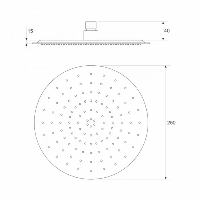 Ruža tuša COPEN fi250mm ABS brušeno zlato
