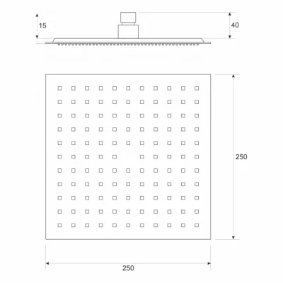 Ruža tuša COPEN 250x250mm ABS mat crna