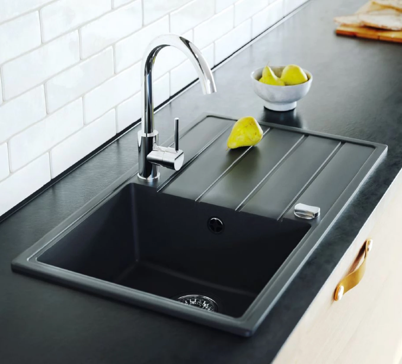 Granitna sudopera MILO METRO 76x44 Lava stone sa sifonom - Slika 3