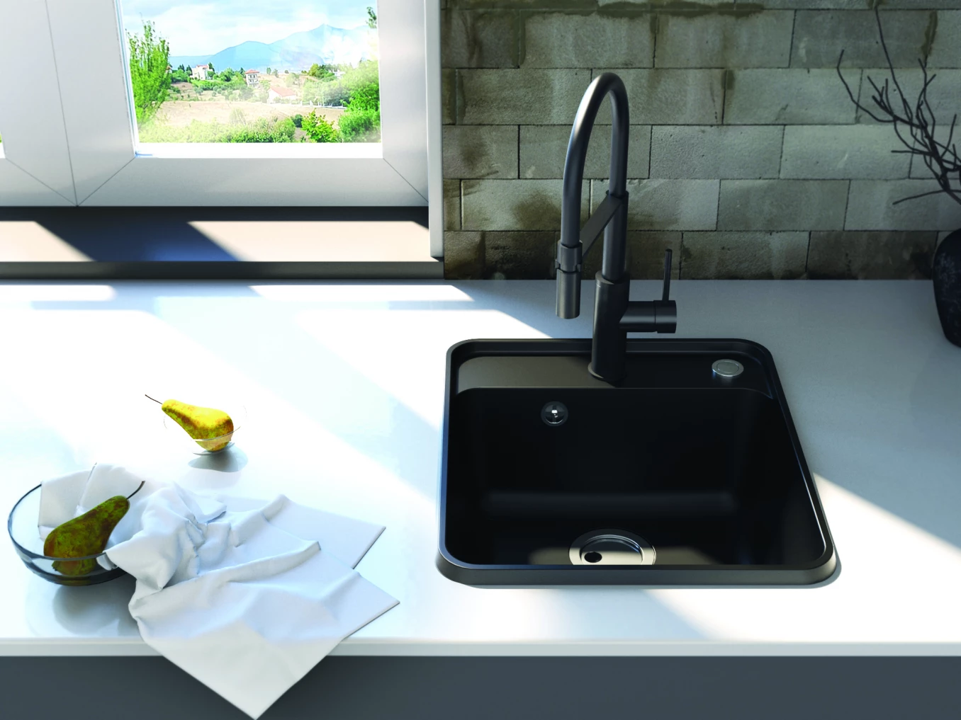 Granitna sudopera MILO PIU 46x52 Lava stone sa sifonom - Slika 3