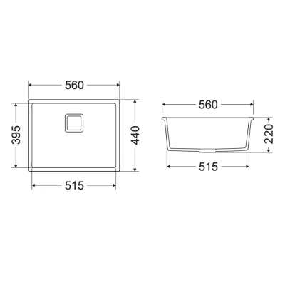 Granitna sudopera MILO QUBUS 56×44 Pure sand sa sifonom
