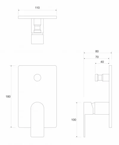 Ugradna baterija sa prebacivačem COPEN NOOK mat crna