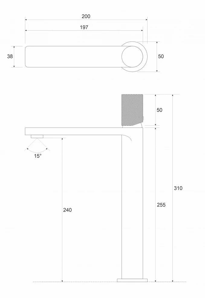 Baterija za lavabo visoka COPEN NOOK GRIP mat crna - Slika 2