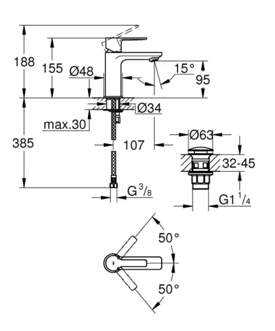 Baterija za lavabo GROHE LINEARE XS “click“