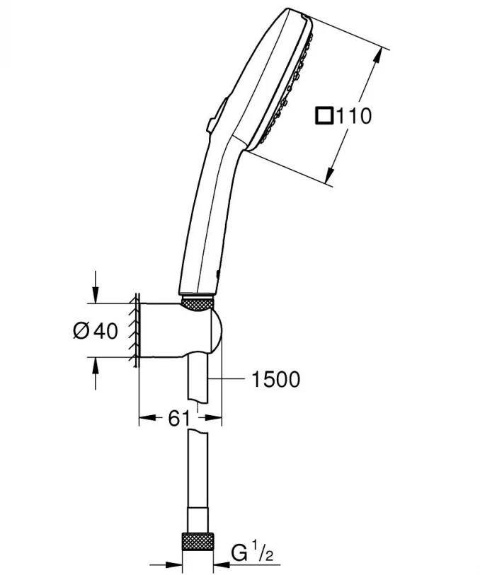 Tuš set sa držačem GROHE TEMPESTA CUBE 110 3F - Slika 2