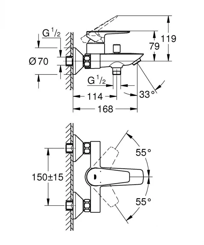 Baterija za kadu GROHE BAUEDGE - Slika 2