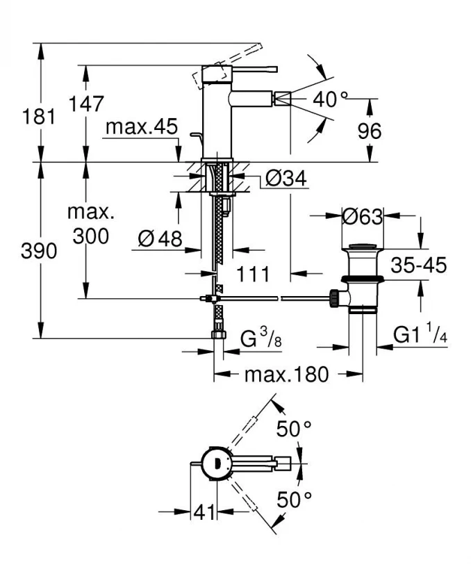 Baterija za bide GROHE ESSENCE - Slika 2