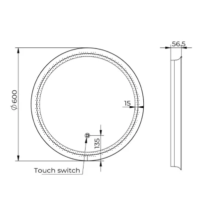Ogledalo COPEN fi600 sa alu ramom 56.5mm LED gold