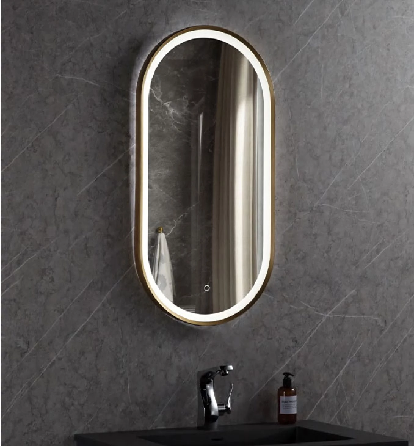 Ogledalo COPEN 500x900 sa alu ramom 40.6mm LED gold - Slika 2