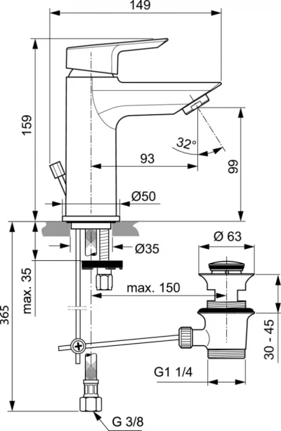 Baterija za lavabo IDEAL STANDARD TESI