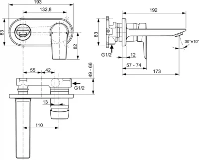 Baterija ugradna IDEAL STANDARD TESI za lavabo komplet