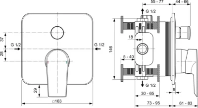 Maska za ugradnu bateriju IDEAL STANDARD EDGE sa prebacivačem