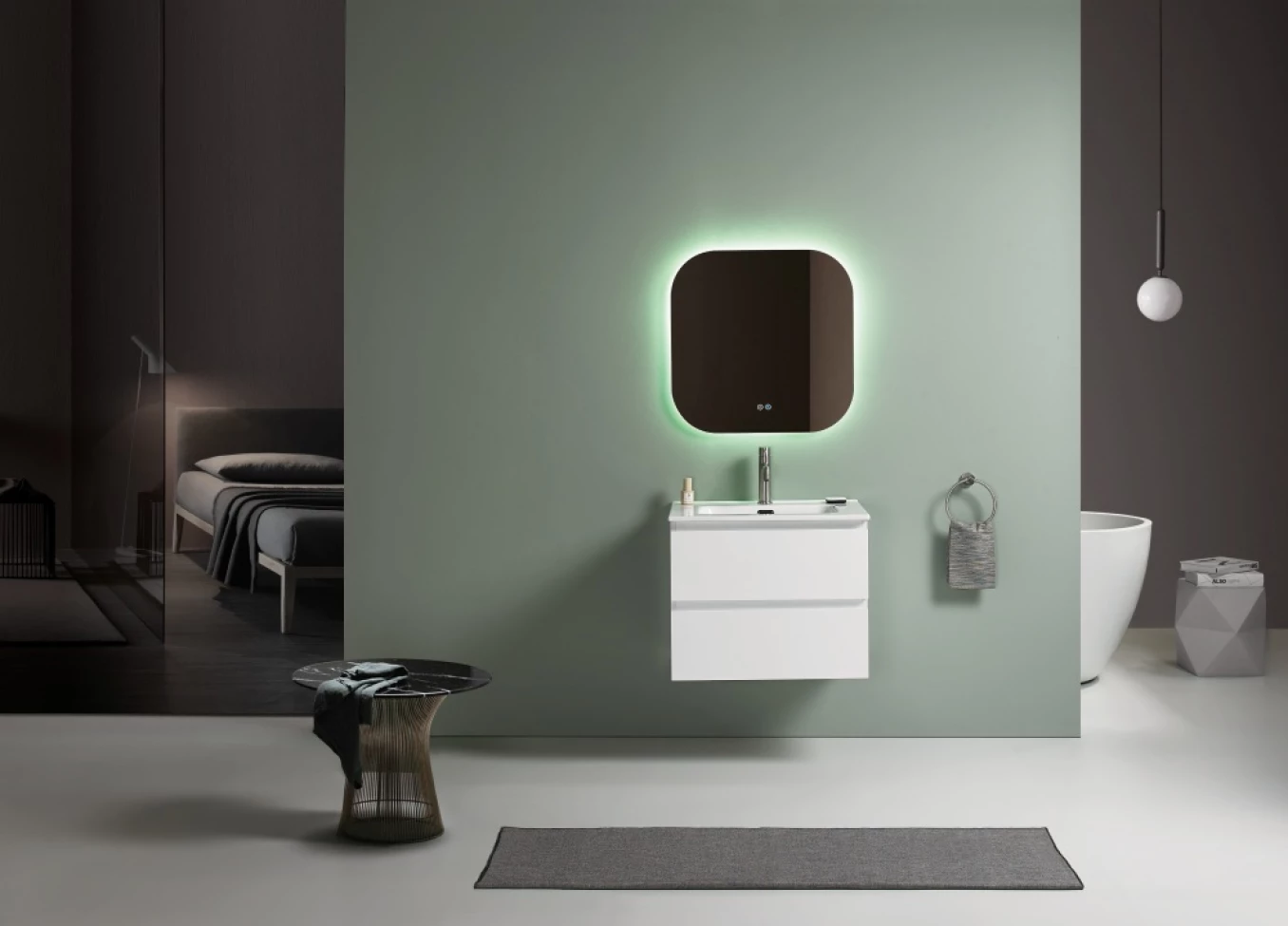 Toaletni ormarić UNILINE LUMA 600 sa lavaboom. soft close dve fioke 613x464x480 - Slika 3