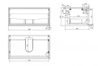 Toaletni ormarić COPEN KELLY 800x460x350mm natural wood-matt white