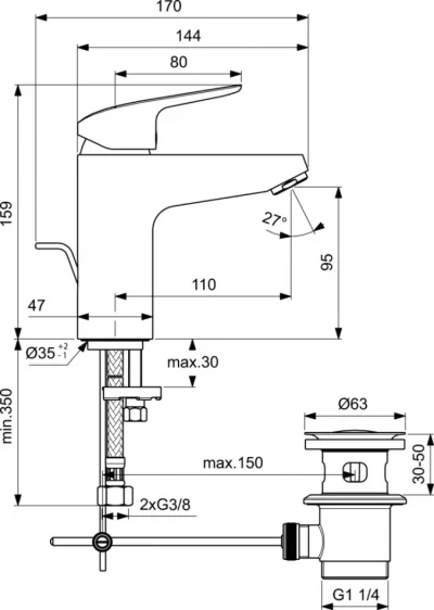 Baterija za lavabo IDEAL STANDARD CERAFLEX visoka
