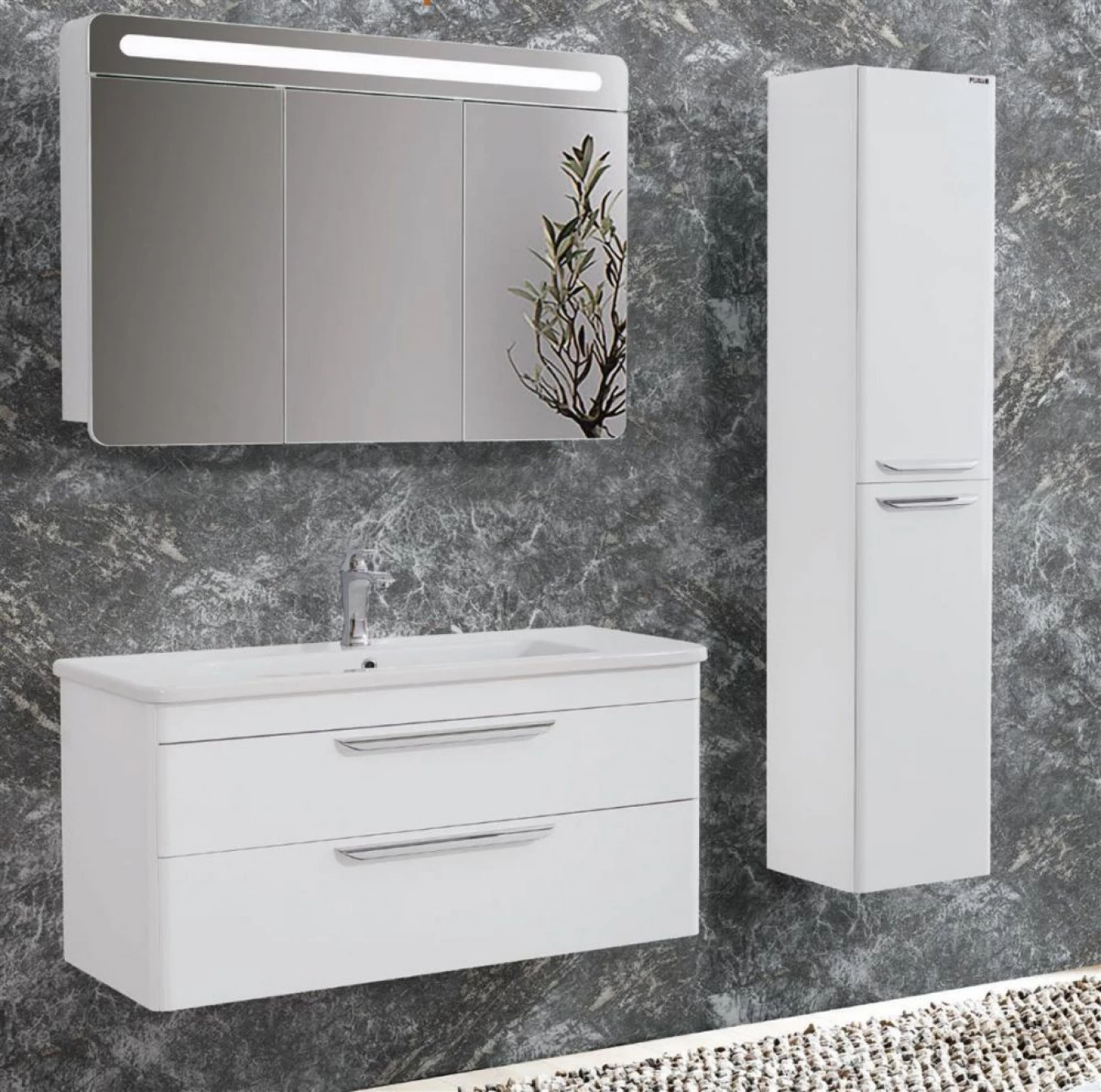 Ormarić LINEART EFES 800 white sa lavaboom - Slika 2