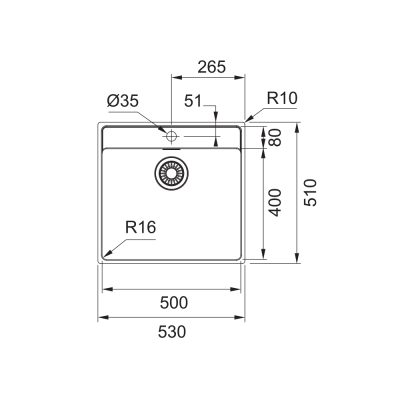 Inox sudopera FRANKE MARIS MRX 210 50TL 53×51