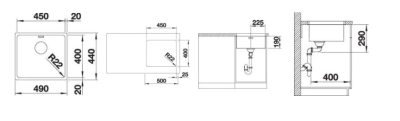 Inox sudopera BLANCO ANDANO 450 U 49×44