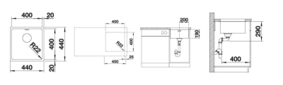 Inox sudopera BLANCO ANDANO 400 U 44×44