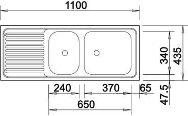 Inox sudopera BLANCO TOP EZS11X4 110×43,5