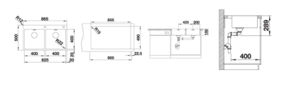 Inox sudopera BLANCO ANDANO 400/400 IF/A 86,5×50