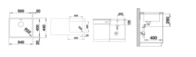 Inox sudopera BLANCO ANDANO 500 U 54×44