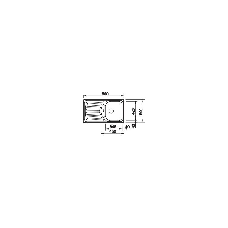 Inox sudopera BLANCO PLUS 45 S 86x50 - Slika 3