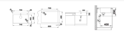 Inox sudopera BLANCO ANDANO 700 IF/A 74×50