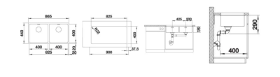 Inox sudopera BLANCO ANDANO 400/400 U 86,5×44