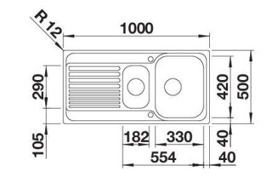 Inox sudopera BLANCO TIPO II 6 S 170/90 100×50