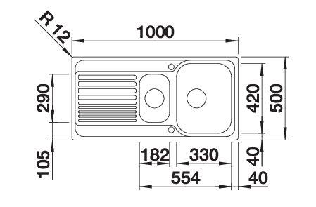 Inox sudopera BLANCO TIPO II 6 S 170/90 100x50 - Slika 2