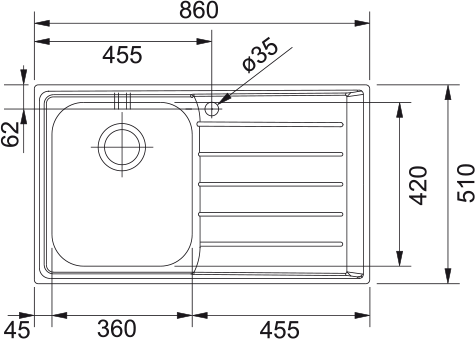 Inox sudopera FRANKE NEPTUN NEX 611 DESNA 84x49 - Slika 2