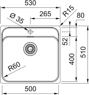 Inox sudopera FRANKE SRX 210 50 TL 53×51