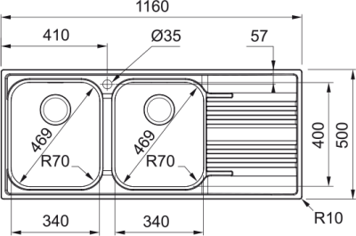 Inox sudopera FRANKE SRX 621 116×50