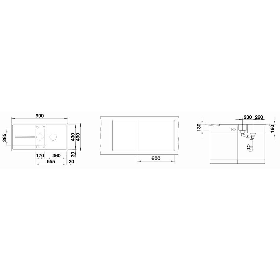 Granitna sudopera BLANCO METRA 6 S F 99x49 crna - Slika 2